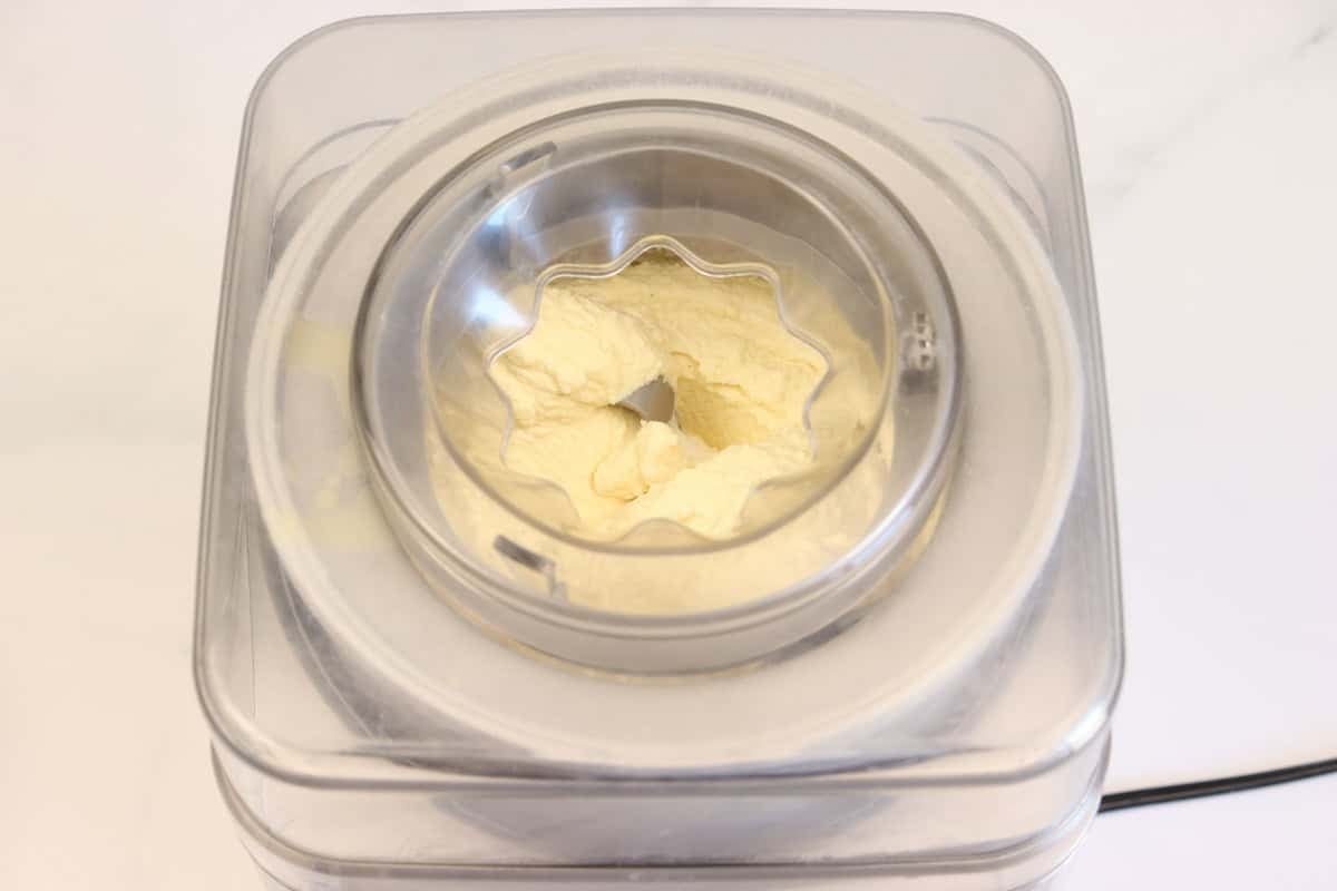 ice cream in machine after churning