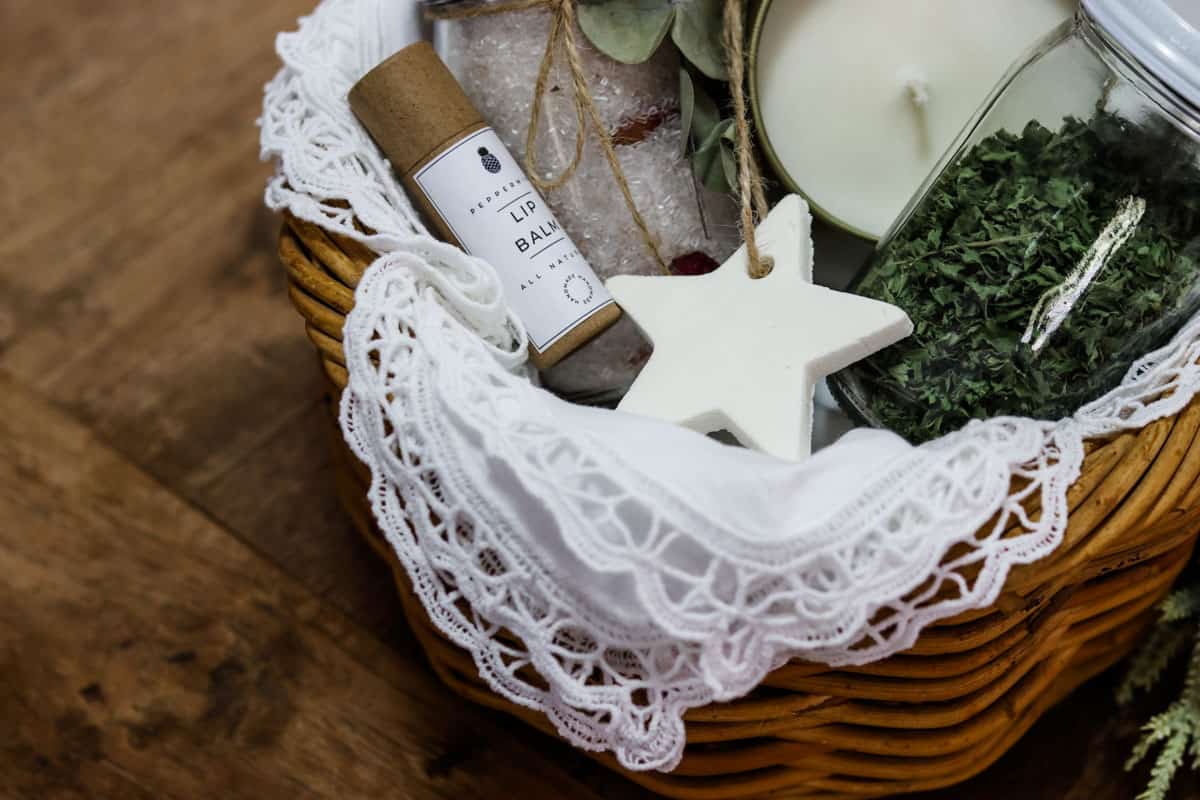 A handmade baking soda Christmas ornament in the shape of a star