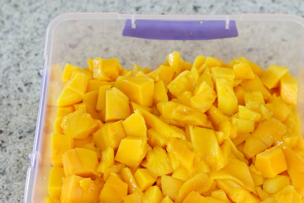 Chopped mango is ready to make mango chutney