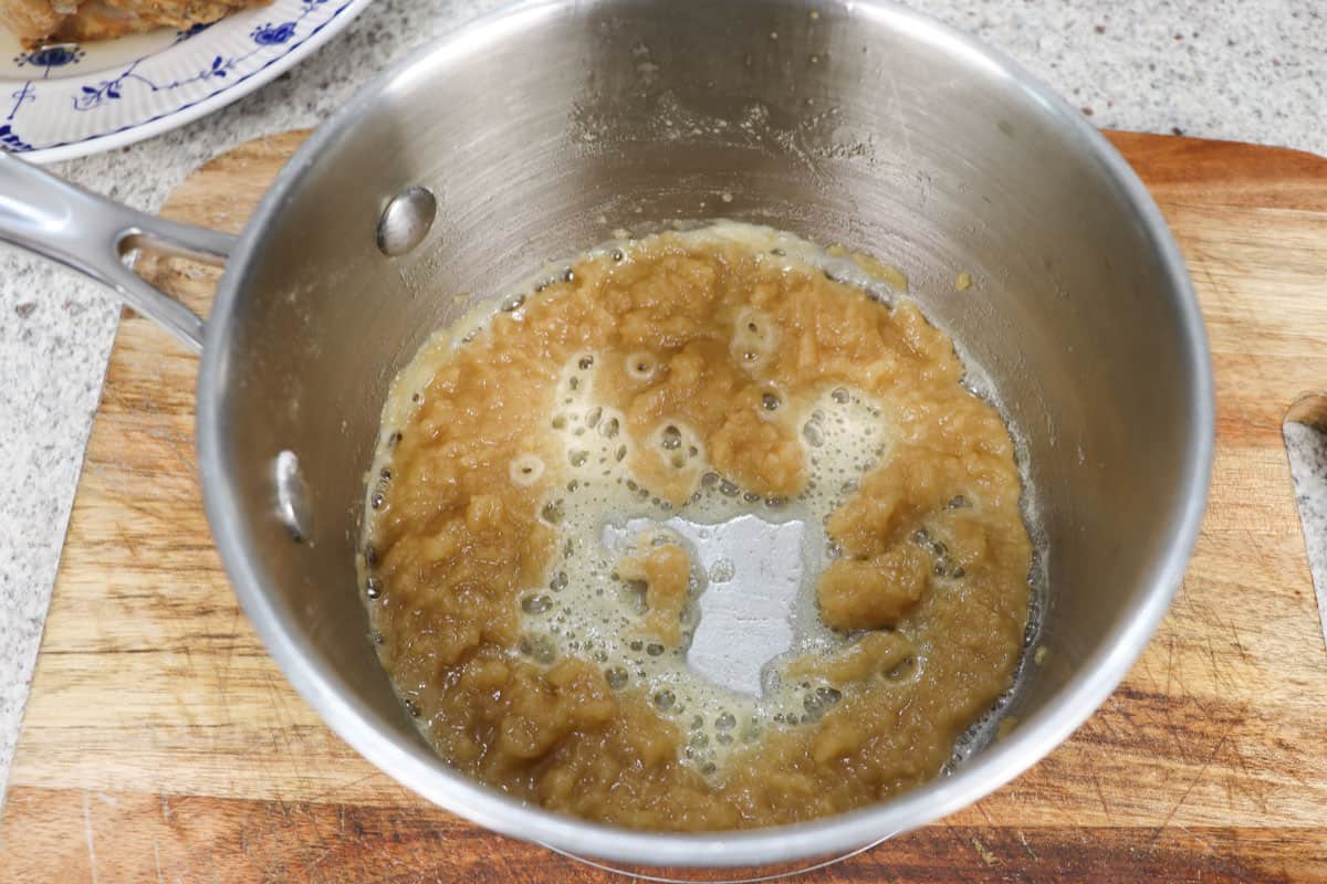 The flour and pan juices mixture has been browned over heat