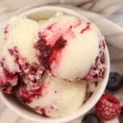 Homemade berry ice cream served in a bowl